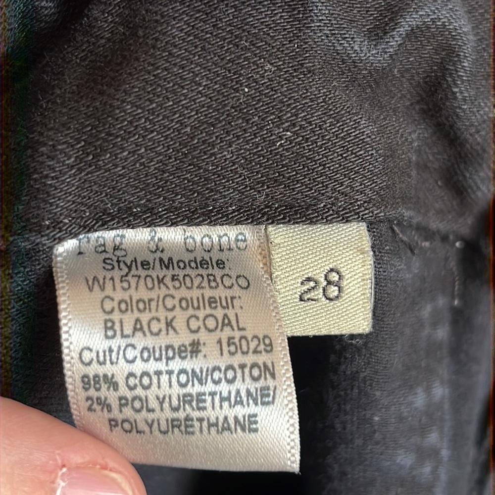 Rag & Bone Denny High Rise Skinny Ankle Jean / Raw Hem / Black / SZ 28 - Picture 13 of 13
